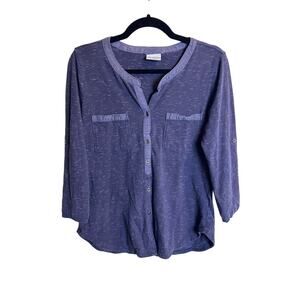Columbia Women’s Top 3/4 Henley Navy Size Small Outdoor Casual Loungewear
